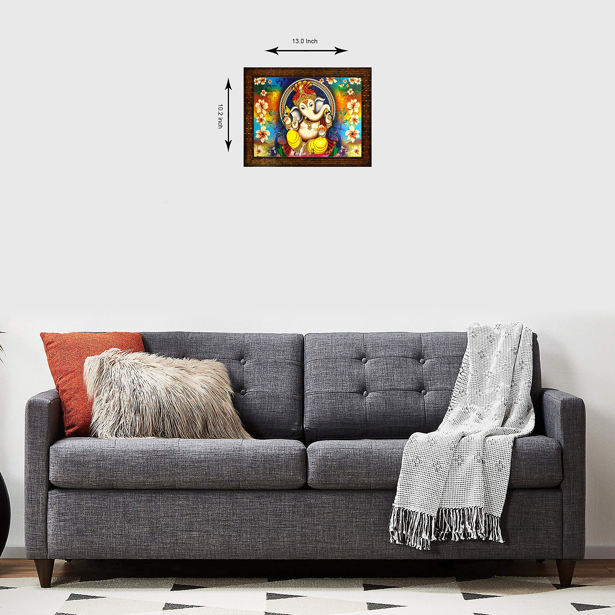 Indianara Lord Ganesha Painting -Synthetic Wood, 27X30.5X1Cm, Multicolour